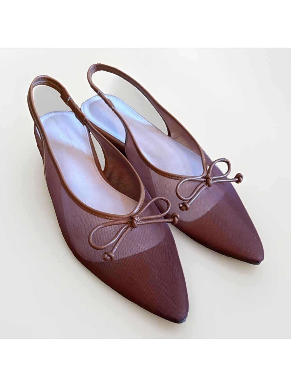 EUC Coutgo Womens Slingback Bow Closed Pointed Toe Mesh Ballet Flats  Size 8.5